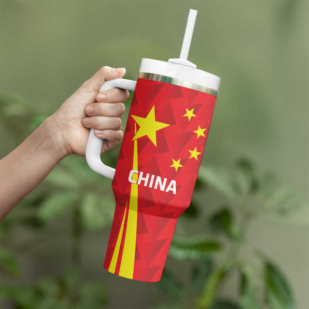 Personalised China Badminton Tumbler With Handle 2024 Sporty Red Version - Wonder Print Shop
