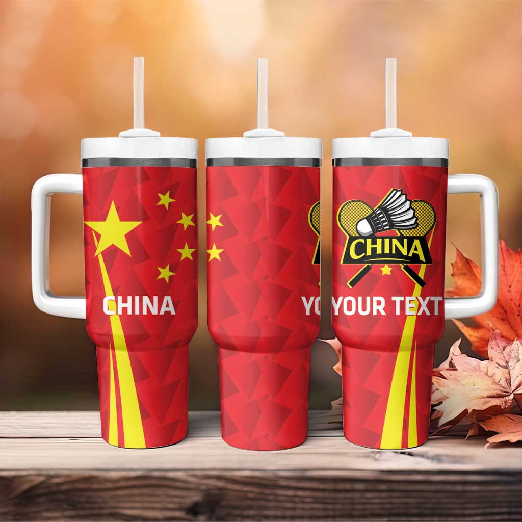 Personalised China Badminton Tumbler With Handle 2024 Sporty Red Version - Wonder Print Shop