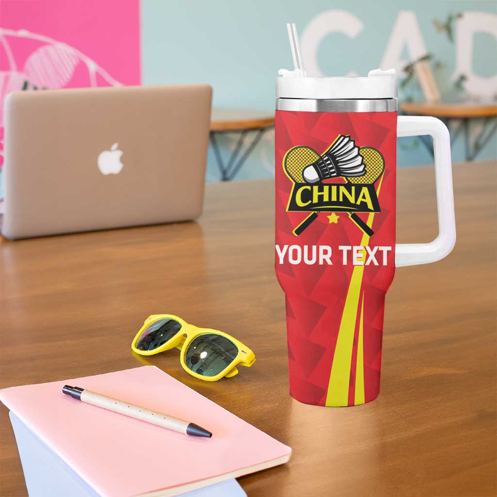 Personalised China Badminton Tumbler With Handle 2024 Sporty Red Version - Wonder Print Shop
