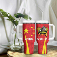Personalised China Badminton Tumbler With Handle 2024 Sporty Red Version - Wonder Print Shop