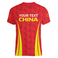 Personalised China Badminton Women V-Neck T-Shirt 2024 Sporty Red Version - Wonder Print Shop