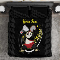 Personalised China Badminton Bedding Set 2024 Chinese Cute Panda Black Version - Wonder Print Shop