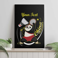 Personalised China Badminton Canvas Wall Art 2024 Chinese Cute Panda Black Version - Wonder Print Shop
