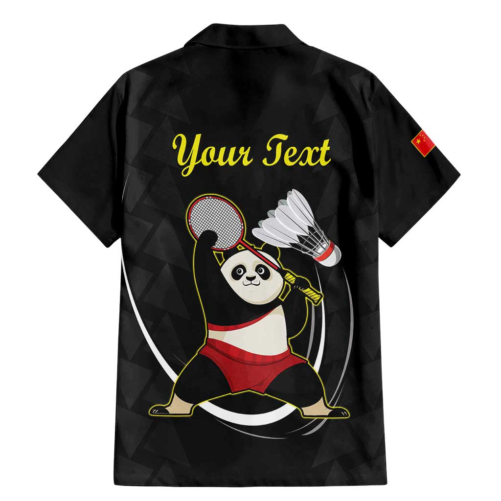 Personalised China Badminton Family Matching Mermaid Dress and Hawaiian Shirt 2024 Chinese Cute Panda Black Version - Wonder Print Shop