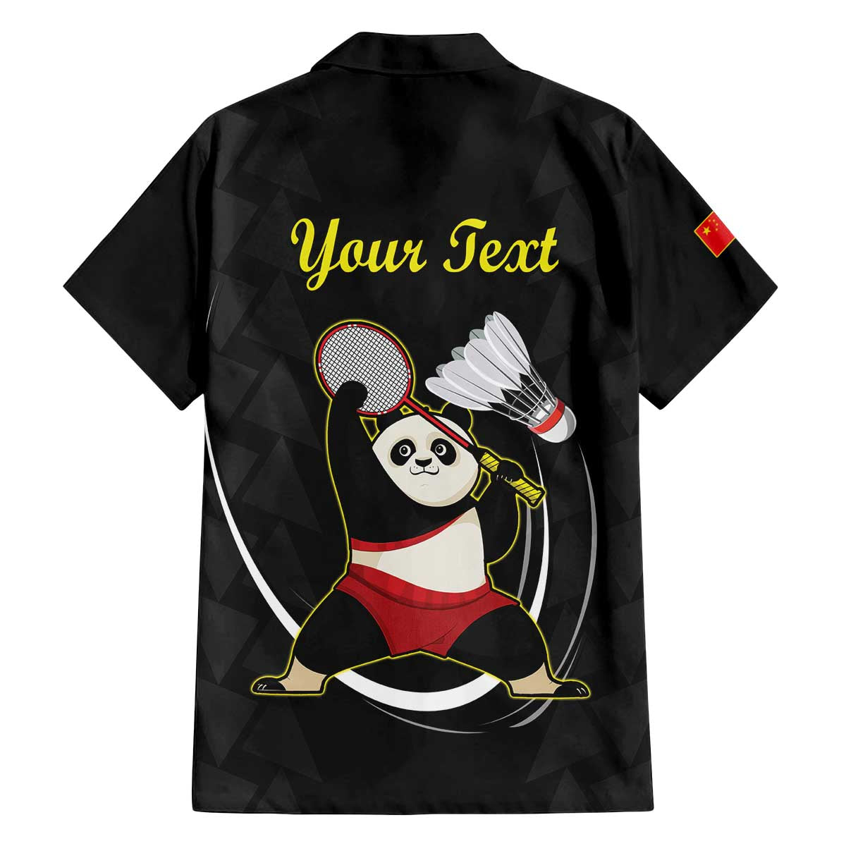 Personalised China Badminton Family Matching Off The Shoulder Long Sleeve Dress and Hawaiian Shirt 2024 Chinese Cute Panda Black Version - Wonder Print Shop