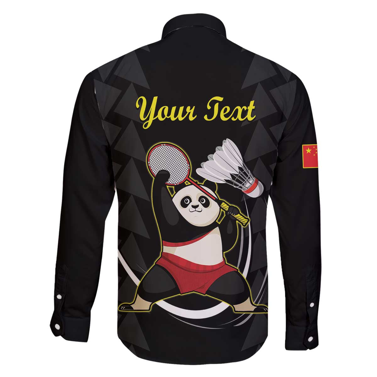 Personalised China Badminton Family Matching Off Shoulder Short Dress and Hawaiian Shirt 2024 Chinese Cute Panda Black Version - Wonder Print Shop
