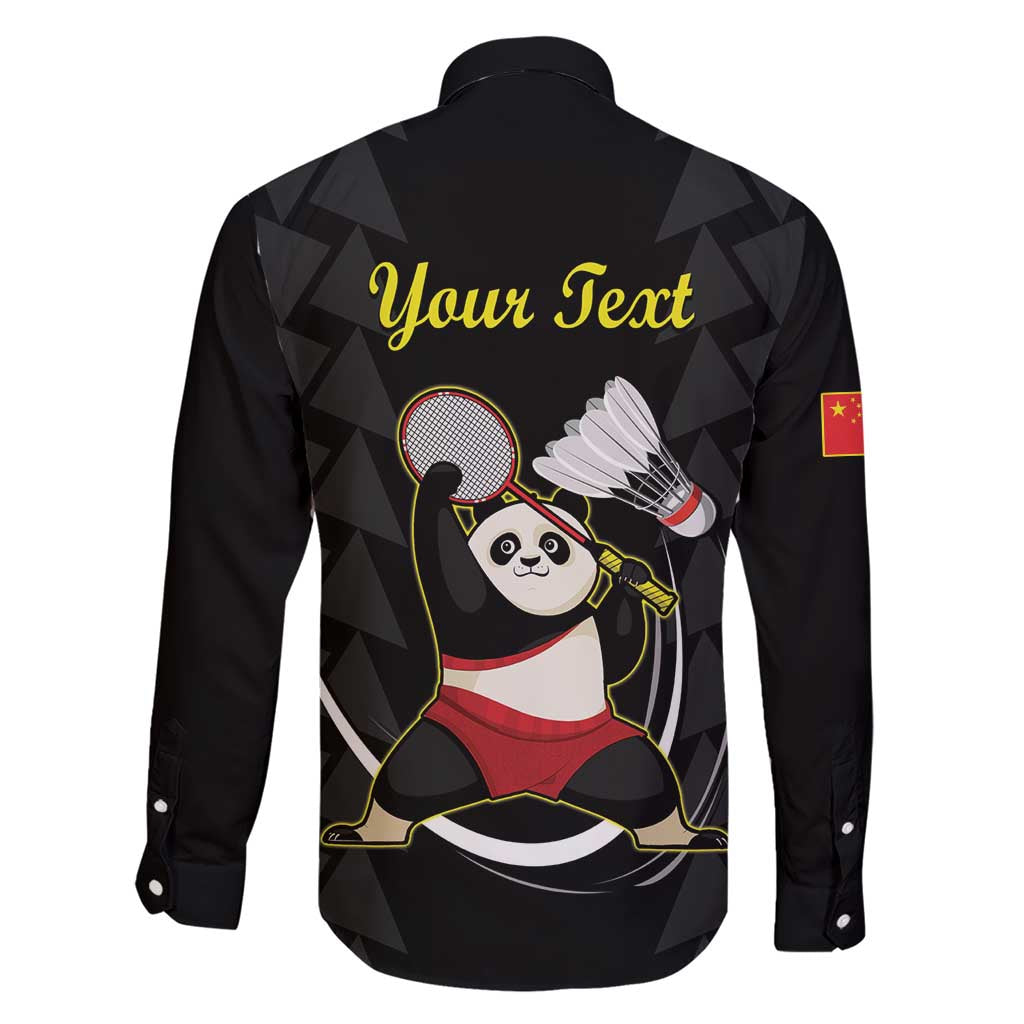Personalised China Badminton Family Matching Short Sleeve Bodycon Dress and Hawaiian Shirt 2024 Chinese Cute Panda Black Version - Wonder Print Shop