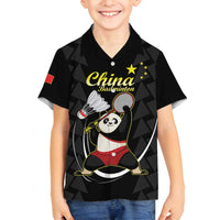 Personalised China Badminton Family Matching Summer Maxi Dress and Hawaiian Shirt 2024 Chinese Cute Panda Black Version - Wonder Print Shop