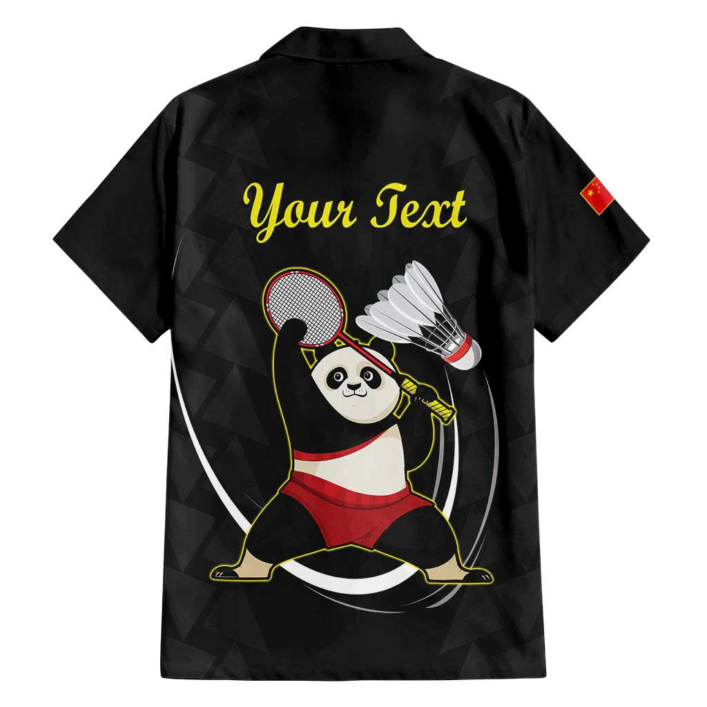 Personalised China Badminton Family Matching Tank Maxi Dress and Hawaiian Shirt 2024 Chinese Cute Panda Black Version - Wonder Print Shop