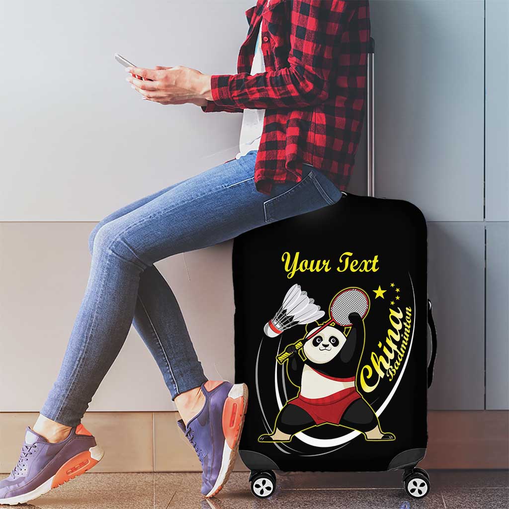 Personalised China Badminton Luggage Cover 2024 Chinese Cute Panda Black Version - Wonder Print Shop
