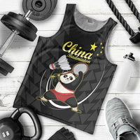 Personalised China Badminton Men Tank Top 2024 Chinese Cute Panda Black Version - Wonder Print Shop