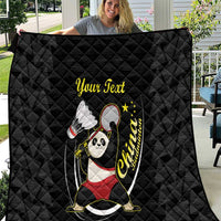Personalised China Badminton Quilt 2024 Chinese Cute Panda Black Version - Wonder Print Shop