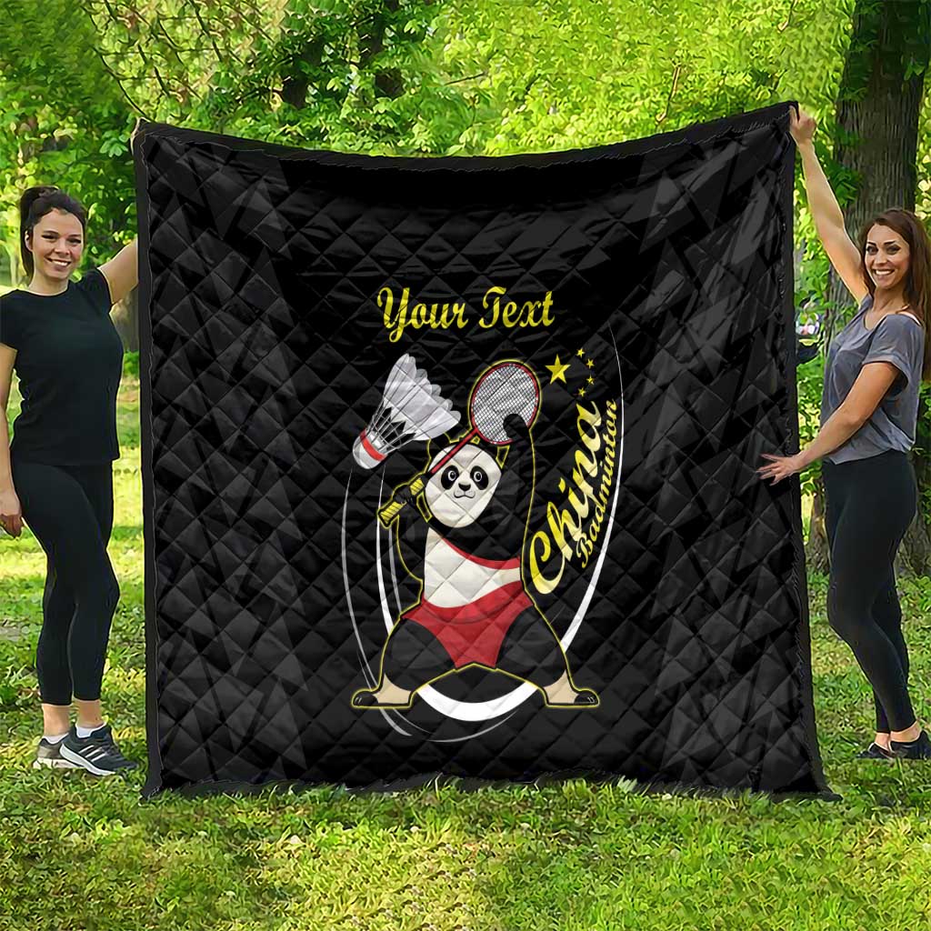 Personalised China Badminton Quilt 2024 Chinese Cute Panda Black Version - Wonder Print Shop
