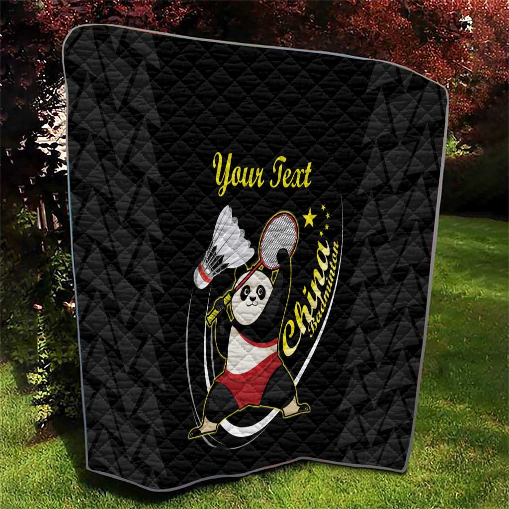 Personalised China Badminton Quilt 2024 Chinese Cute Panda Black Version - Wonder Print Shop