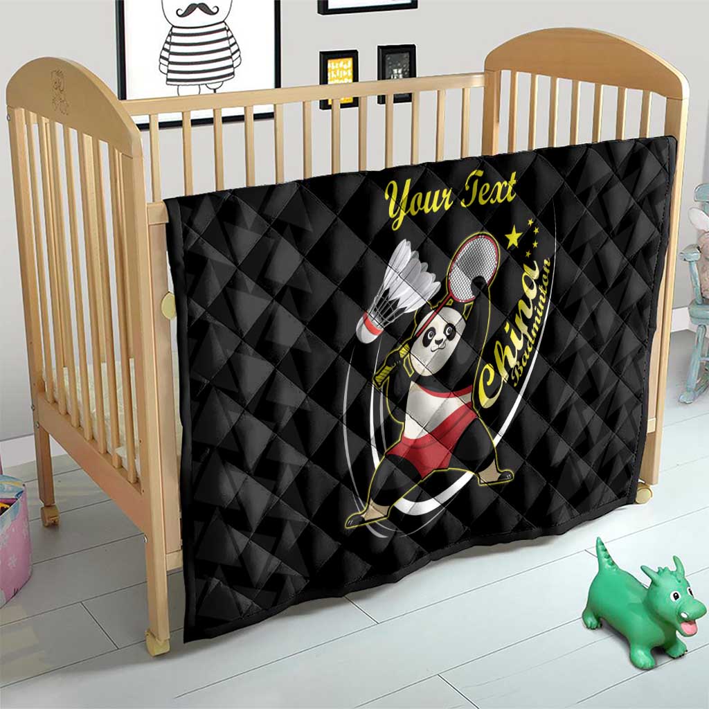 Personalised China Badminton Quilt 2024 Chinese Cute Panda Black Version - Wonder Print Shop