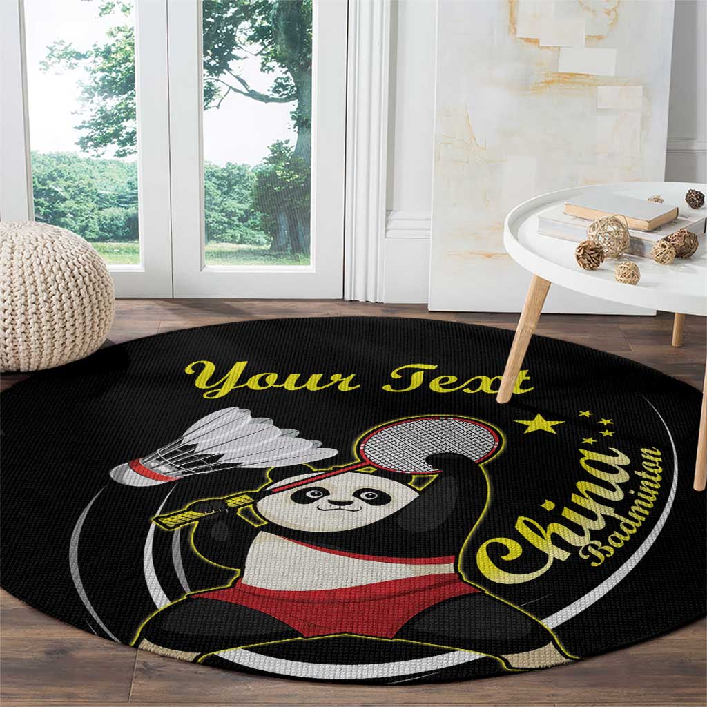 Personalised China Badminton Round Carpet 2024 Chinese Cute Panda Black Version