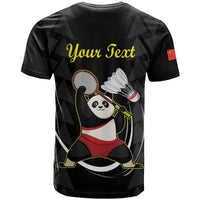Personalised China Badminton T Shirt 2024 Chinese Cute Panda Black Version - Wonder Print Shop