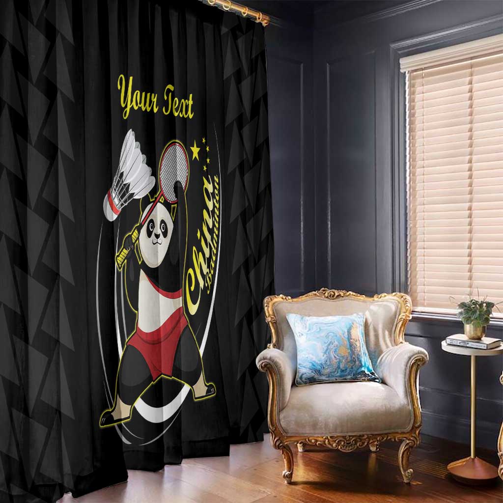 Personalised China Badminton Window Curtain 2024 Chinese Cute Panda Black Version - Wonder Print Shop