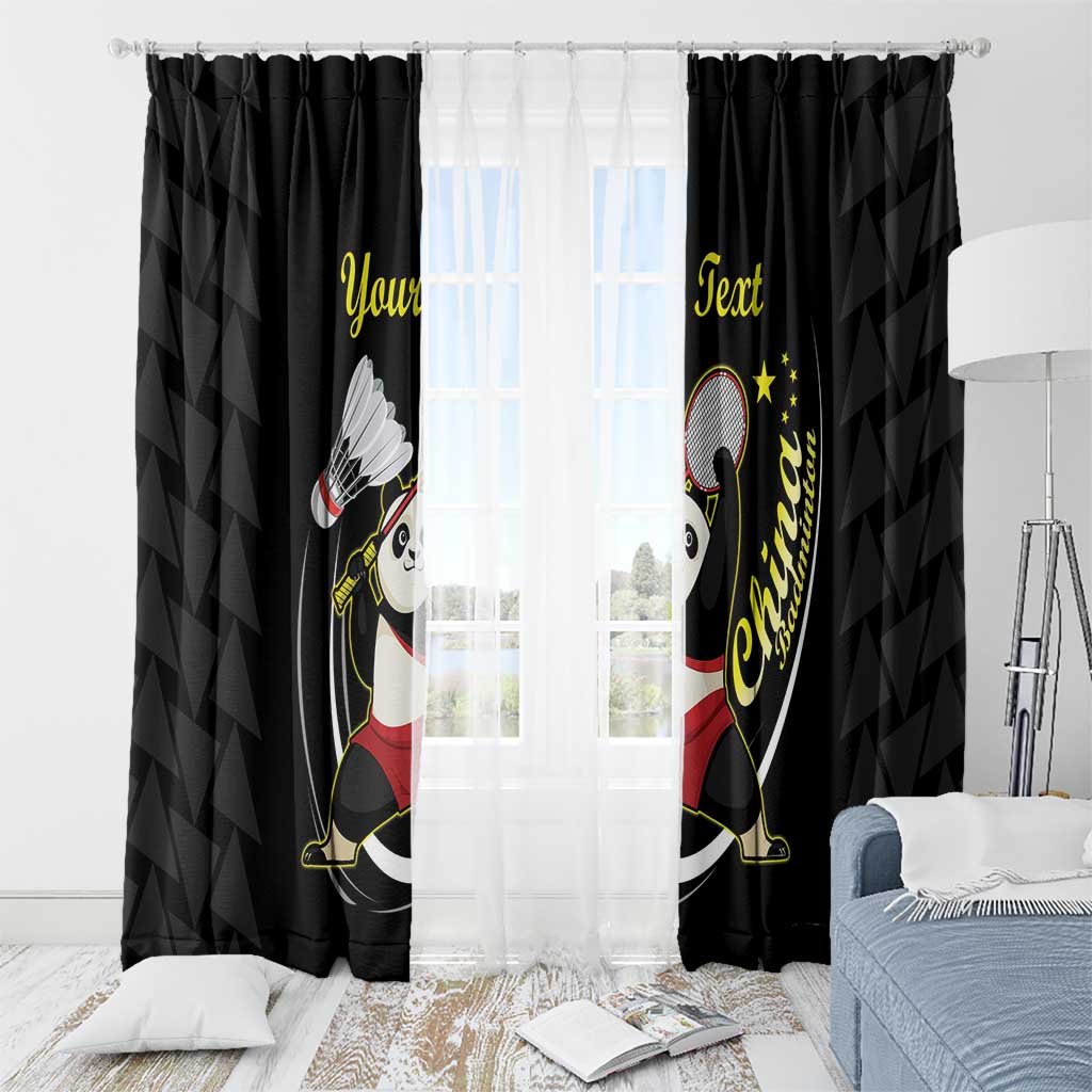 Personalised China Badminton Window Curtain 2024 Chinese Cute Panda Black Version - Wonder Print Shop