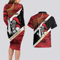 Trinidad and Tobago Cricket Personalized Couples Matching Long Sleeve Bodycon Dress and Hawaiian Shirt Trinbago Knight Riders Champions Trophy - Wonder Print Shop