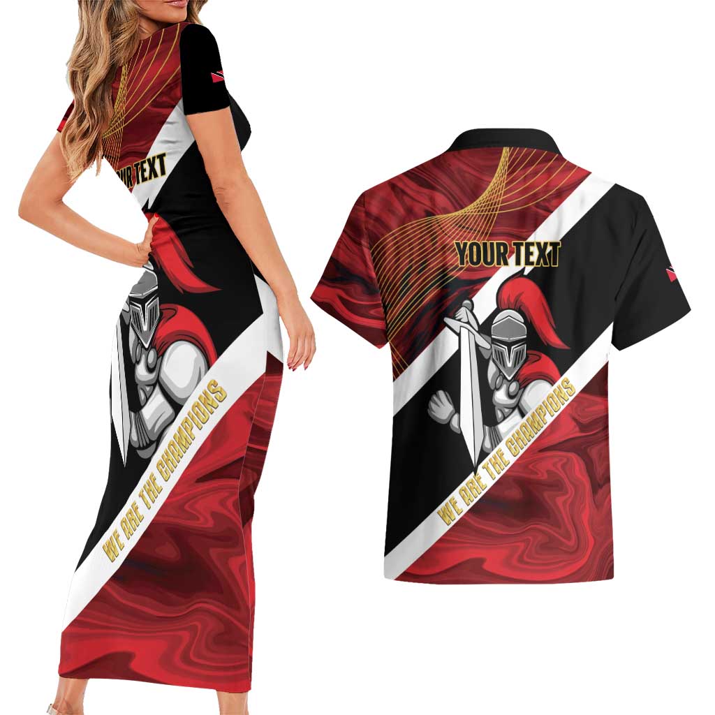 Trinidad and Tobago Cricket Personalized Couples Matching Short Sleeve Bodycon Dress and Hawaiian Shirt Trinbago Knight Riders Champions Trophy - Wonder Print Shop