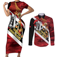 Trinidad and Tobago Cricket Personalized Couples Matching Short Sleeve Bodycon Dress and Long Sleeve Button Shirt Trinbago Knight Riders Champions Trophy - Wonder Print Shop