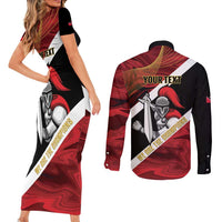 Trinidad and Tobago Cricket Personalized Couples Matching Short Sleeve Bodycon Dress and Long Sleeve Button Shirt Trinbago Knight Riders Champions Trophy - Wonder Print Shop