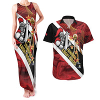 Trinidad and Tobago Cricket Personalized Couples Matching Tank Maxi Dress and Hawaiian Shirt Trinbago Knight Riders Champions Trophy - Wonder Print Shop