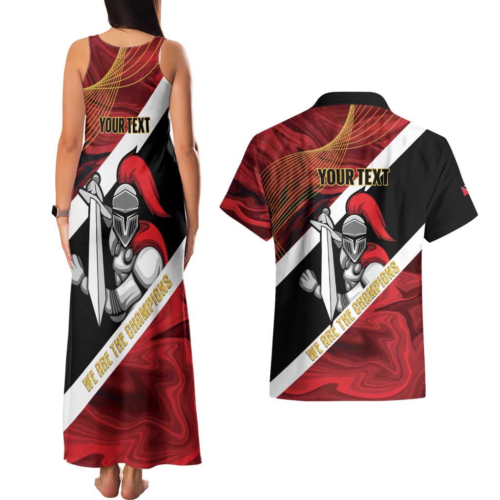 Trinidad and Tobago Cricket Personalized Couples Matching Tank Maxi Dress and Hawaiian Shirt Trinbago Knight Riders Champions Trophy - Wonder Print Shop
