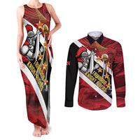 Trinidad and Tobago Cricket Personalized Couples Matching Tank Maxi Dress and Long Sleeve Button Shirt Trinbago Knight Riders Champions Trophy - Wonder Print Shop