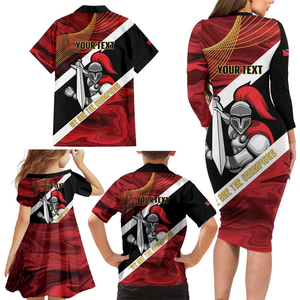 Trinidad and Tobago Cricket Personalized Family Matching Long Sleeve Bodycon Dress and Hawaiian Shirt Trinbago Knight Riders Champions Trophy - Wonder Print Shop