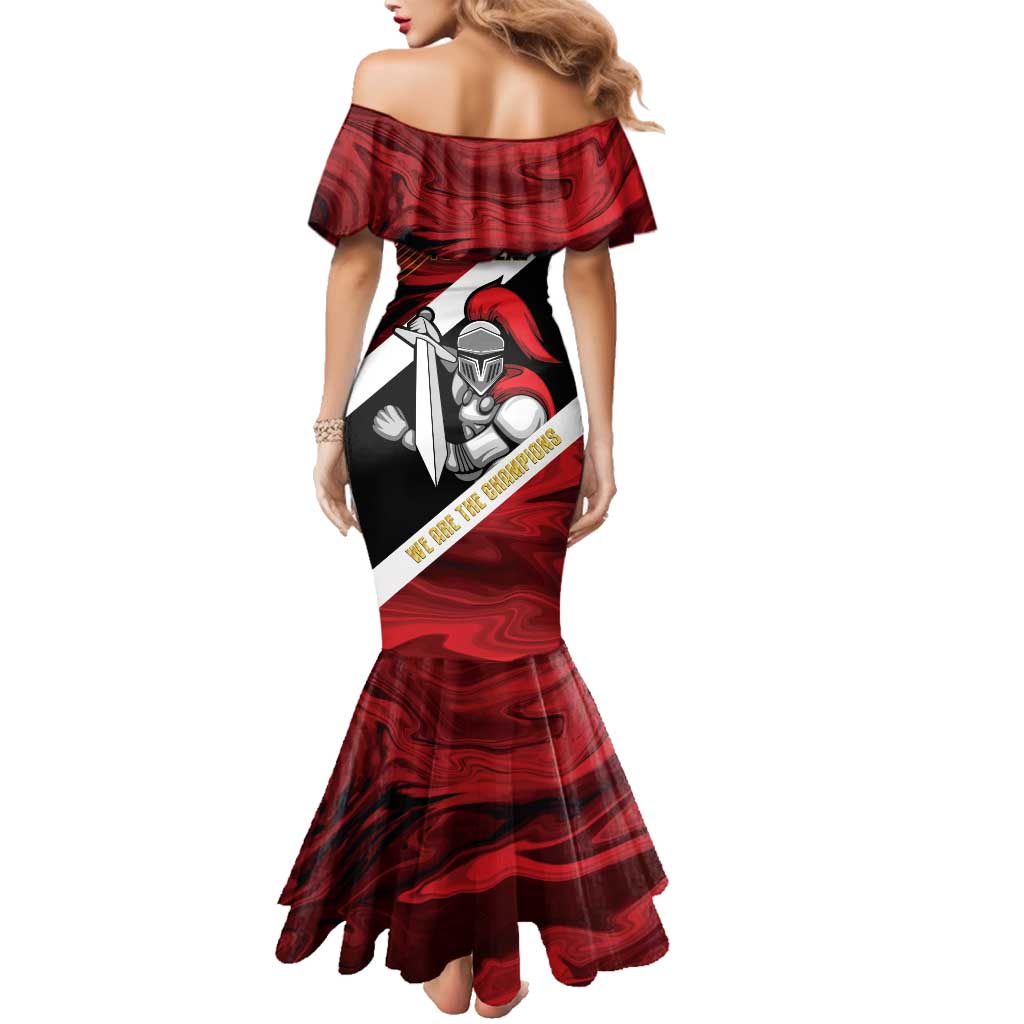Trinidad and Tobago Cricket Personalized Family Matching Mermaid Dress and Hawaiian Shirt Trinbago Knight Riders Champions Trophy - Wonder Print Shop