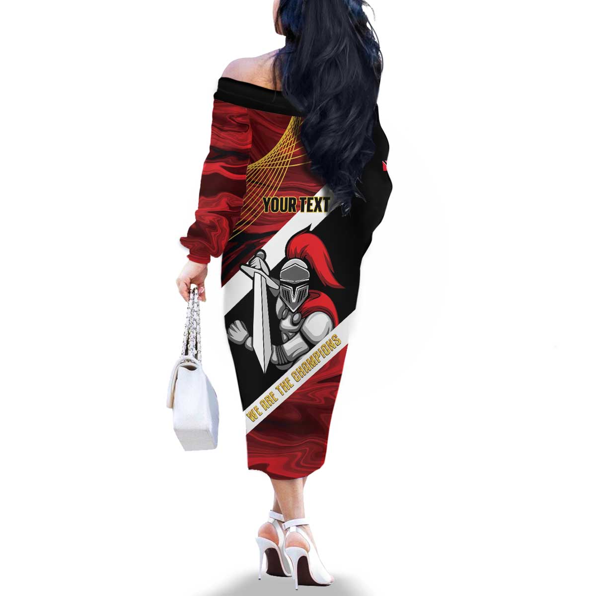 Trinidad and Tobago Cricket Personalized Family Matching Off The Shoulder Long Sleeve Dress and Hawaiian Shirt Trinbago Knight Riders Champions Trophy - Wonder Print Shop