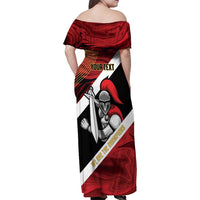Trinidad and Tobago Cricket Personalized Family Matching Off Shoulder Maxi Dress and Hawaiian Shirt Trinbago Knight Riders Champions Trophy - Wonder Print Shop