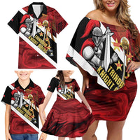 Trinidad and Tobago Cricket Personalized Family Matching Off Shoulder Short Dress and Hawaiian Shirt Trinbago Knight Riders Champions Trophy - Wonder Print Shop