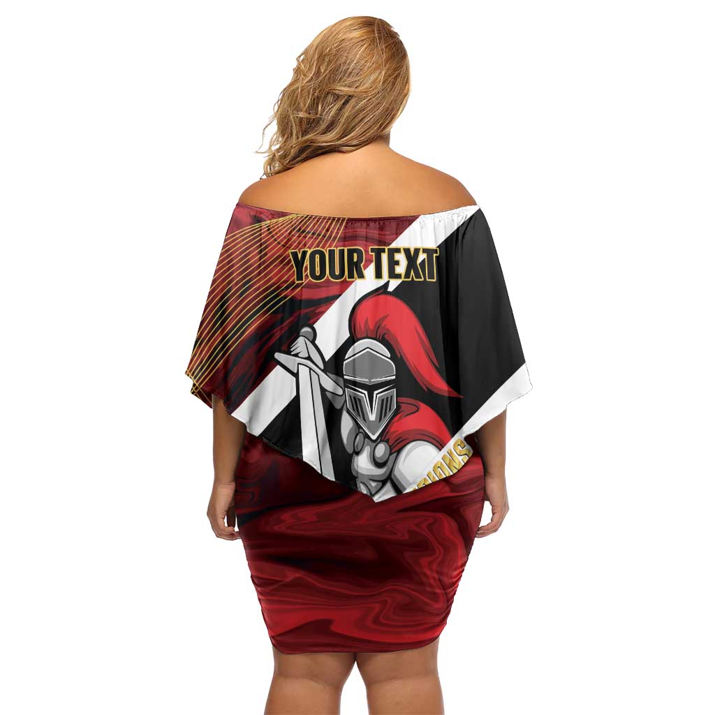 Trinidad and Tobago Cricket Personalized Family Matching Off Shoulder Short Dress and Hawaiian Shirt Trinbago Knight Riders Champions Trophy - Wonder Print Shop