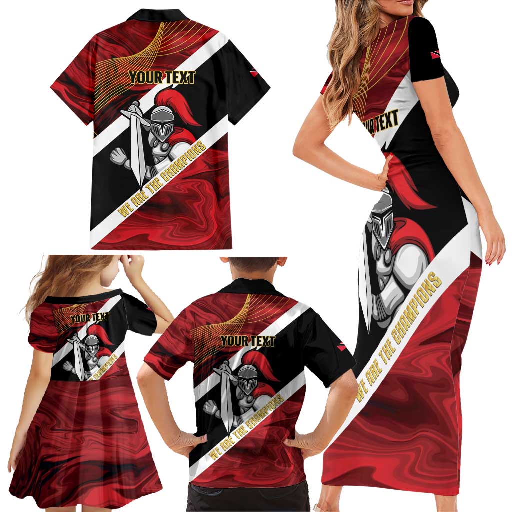 Trinidad and Tobago Cricket Personalized Family Matching Short Sleeve Bodycon Dress and Hawaiian Shirt Trinbago Knight Riders Champions Trophy - Wonder Print Shop