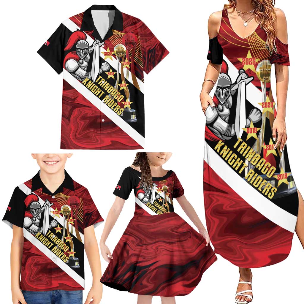 Trinidad and Tobago Cricket Personalized Family Matching Summer Maxi Dress and Hawaiian Shirt Trinbago Knight Riders Champions Trophy - Wonder Print Shop