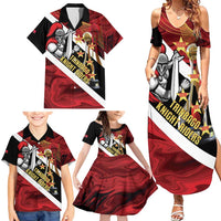 Trinidad and Tobago Cricket Personalized Family Matching Summer Maxi Dress and Hawaiian Shirt Trinbago Knight Riders Champions Trophy - Wonder Print Shop