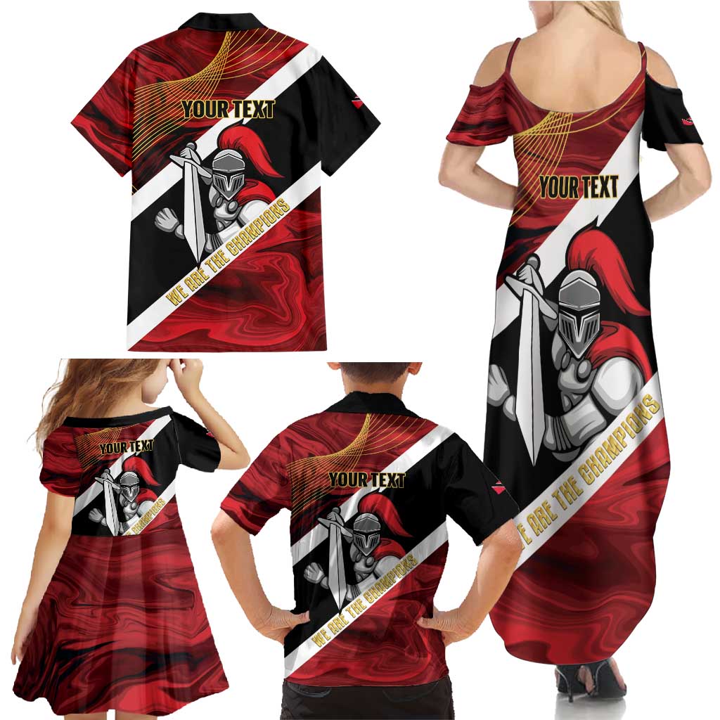 Trinidad and Tobago Cricket Personalized Family Matching Summer Maxi Dress and Hawaiian Shirt Trinbago Knight Riders Champions Trophy - Wonder Print Shop