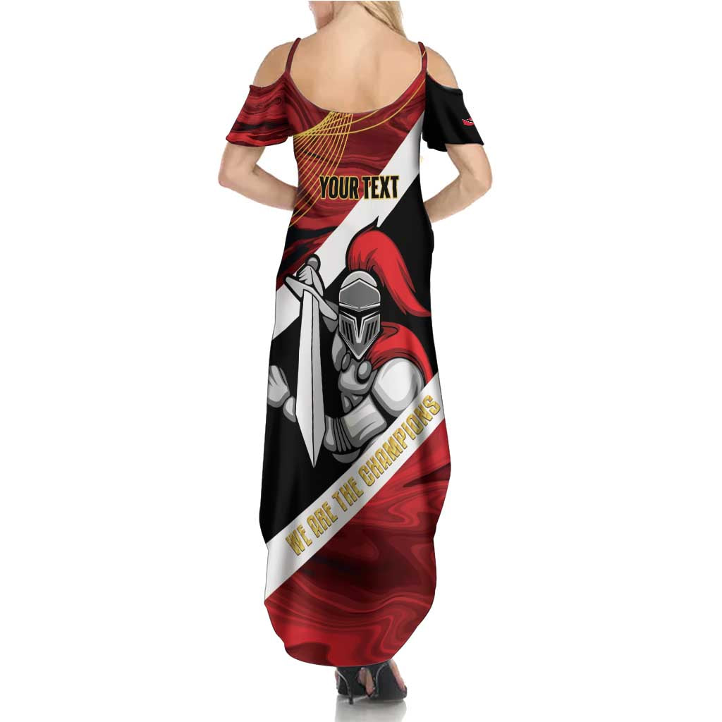 Trinidad and Tobago Cricket Personalized Family Matching Summer Maxi Dress and Hawaiian Shirt Trinbago Knight Riders Champions Trophy - Wonder Print Shop