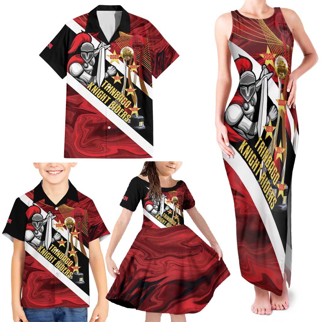 Trinidad and Tobago Cricket Personalized Family Matching Tank Maxi Dress and Hawaiian Shirt Trinbago Knight Riders Champions Trophy - Wonder Print Shop