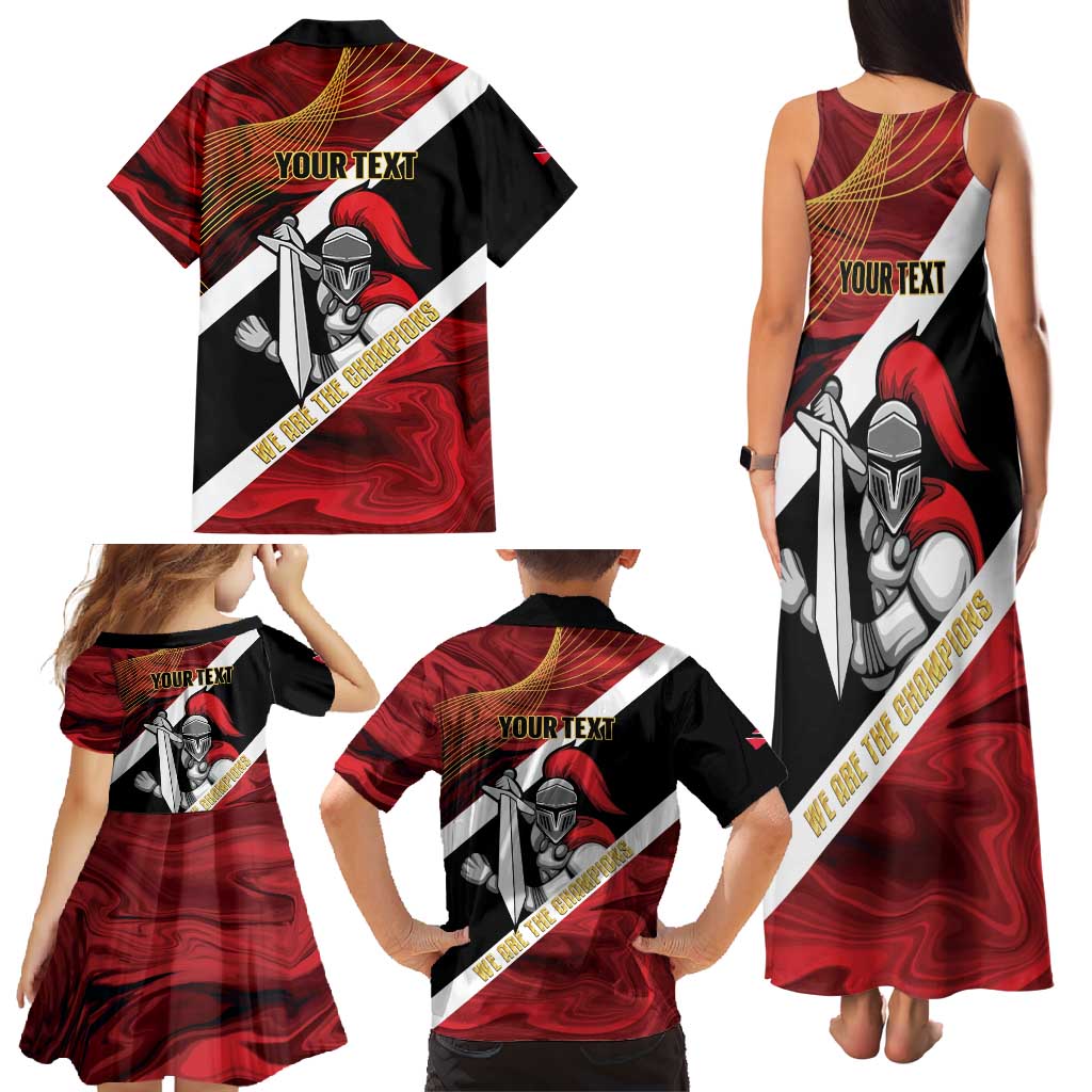 Trinidad and Tobago Cricket Personalized Family Matching Tank Maxi Dress and Hawaiian Shirt Trinbago Knight Riders Champions Trophy - Wonder Print Shop
