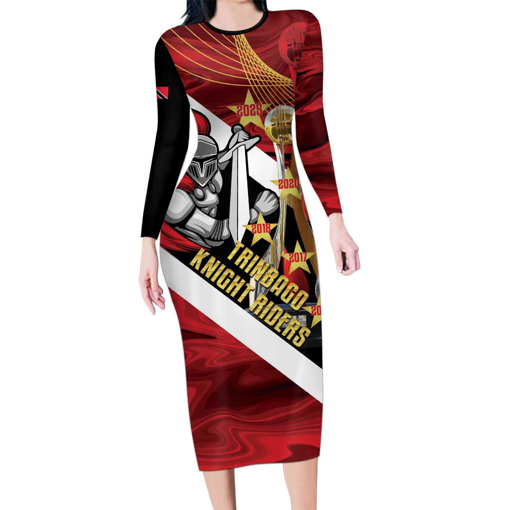 Trinidad and Tobago Cricket Personalized Long Sleeve Bodycon Dress Trinbago Knight Riders Champions Trophy - Wonder Print Shop