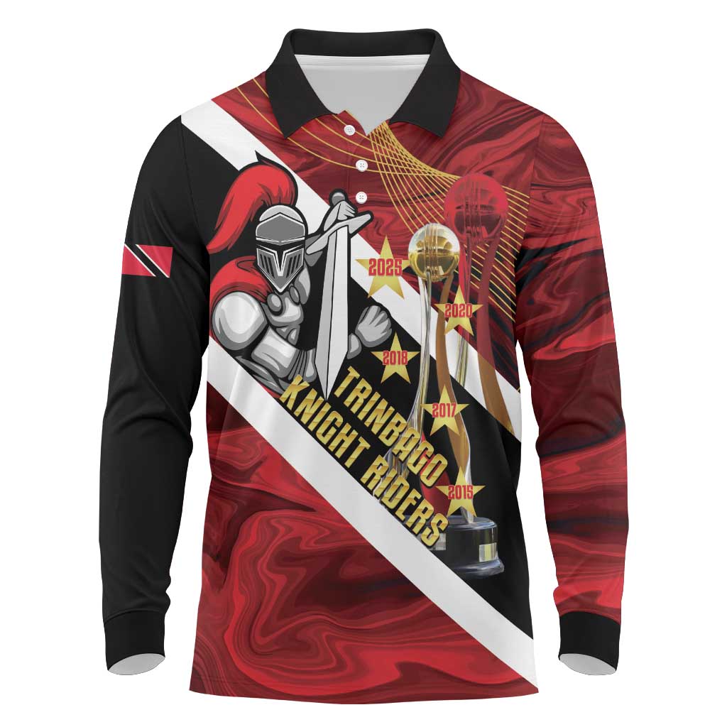 Trinidad and Tobago Cricket Personalized Long Sleeve Polo Shirt Trinbago Knight Riders Champions Trophy - Wonder Print Shop