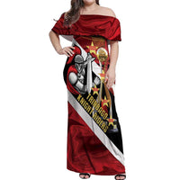 Trinidad and Tobago Cricket Personalized Off Shoulder Maxi Dress Trinbago Knight Riders Champions Trophy - Wonder Print Shop