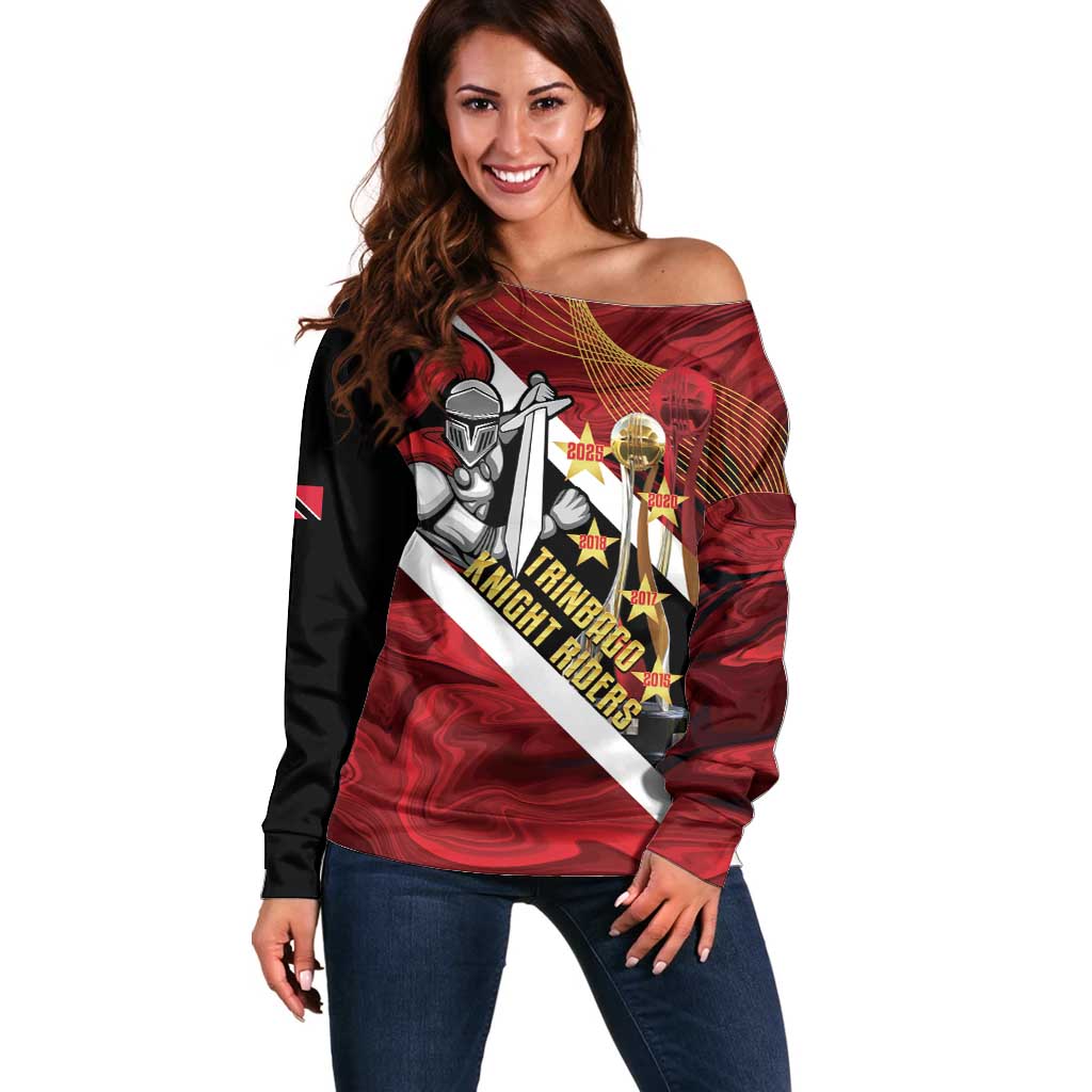 Trinidad and Tobago Cricket Personalized Off Shoulder Sweater Trinbago Knight Riders Champions Trophy - Wonder Print Shop