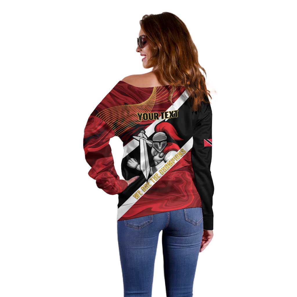 Trinidad and Tobago Cricket Personalized Off Shoulder Sweater Trinbago Knight Riders Champions Trophy - Wonder Print Shop