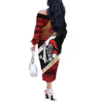 Trinidad and Tobago Cricket Personalized Off The Shoulder Long Sleeve Dress Trinbago Knight Riders Champions Trophy - Wonder Print Shop