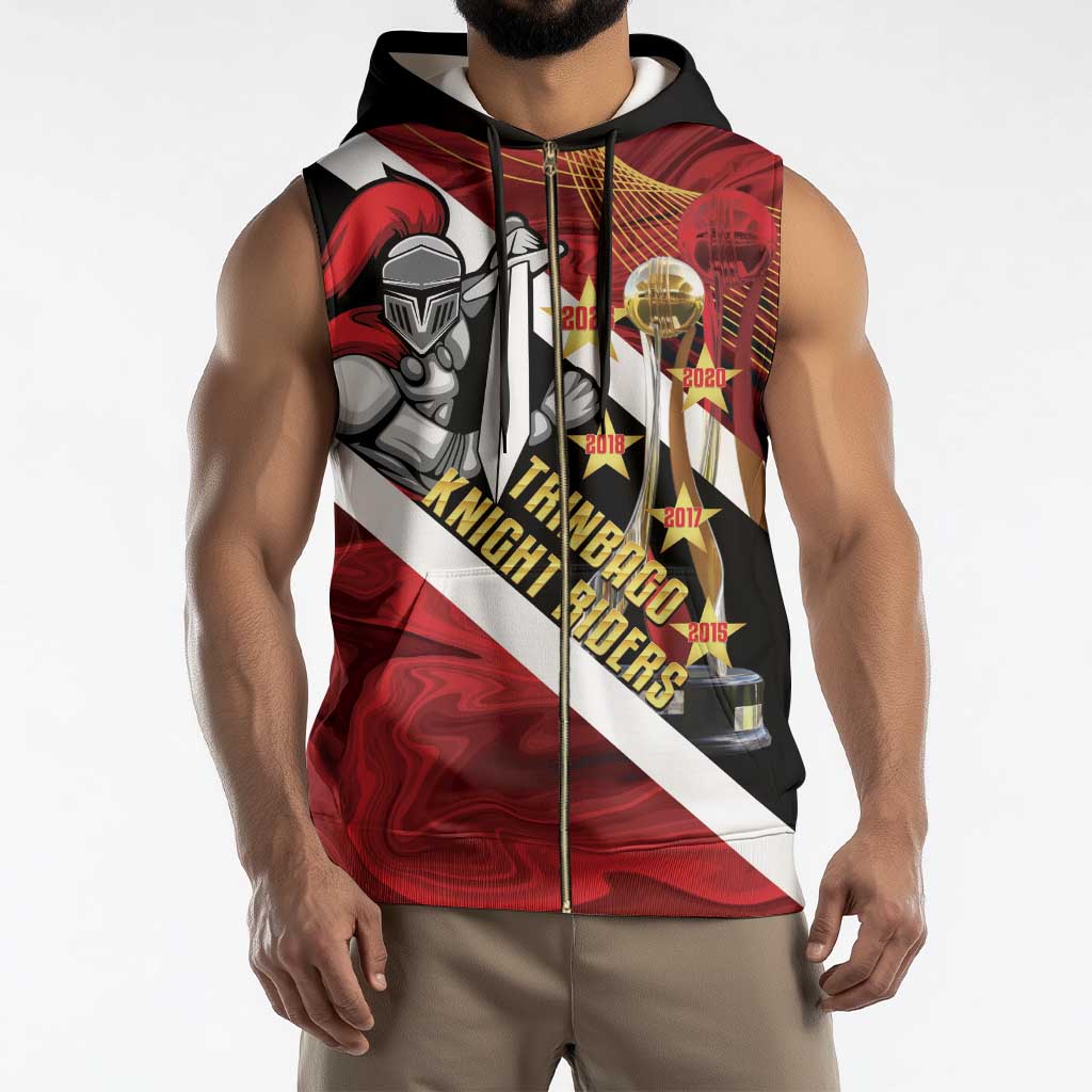 Trinidad and Tobago Cricket Personalized Sleeveless Zip Hoodie Trinbago Knight Riders Champions Trophy - Wonder Print Shop